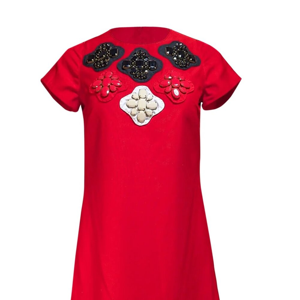 Karta Shift Dress M Embellished Beaded Mini Polyester Black Holiday Formal, XS